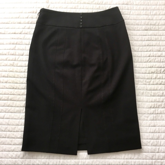 White House Black Market Black Pencil Skirt Sz 2 - Picture 6 of 8